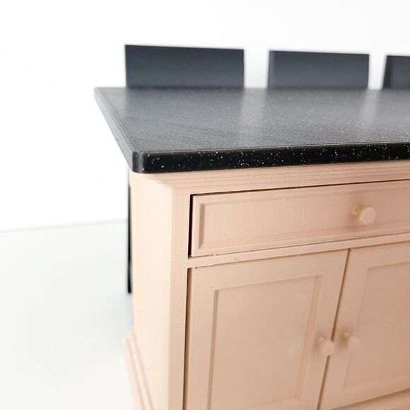Barbie Integrity Doll Tan Kitchen Island 1:6 Scale 3 Matched Chairs 3D Printed - Picture 5 of 14